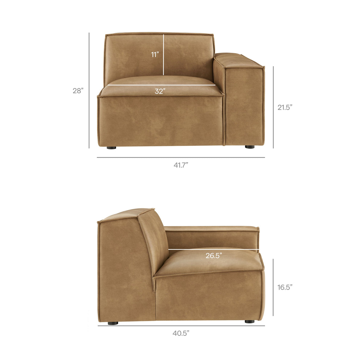 Restore 3-Piece Vegan Leather Modular Loveseat with Ottoman by Modway