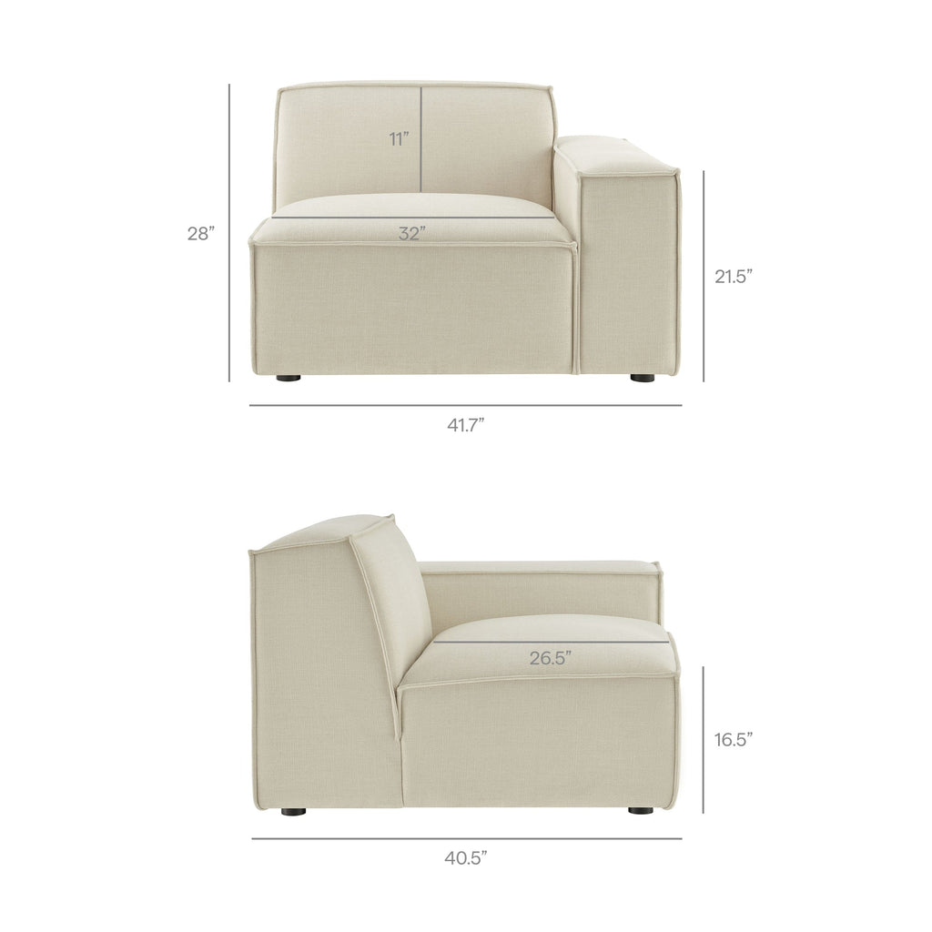 Restore 4-Piece Performance Fabric Upholstered Modular Sofa Set with Ottoman by Modway