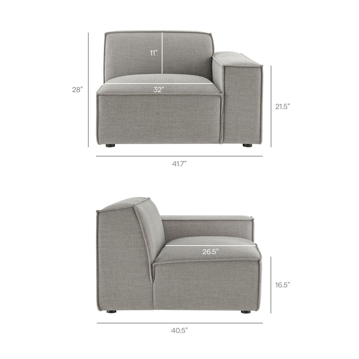 Restore 4-Piece Performance Fabric Upholstered Modular Sofa Set with Ottoman by Modway
