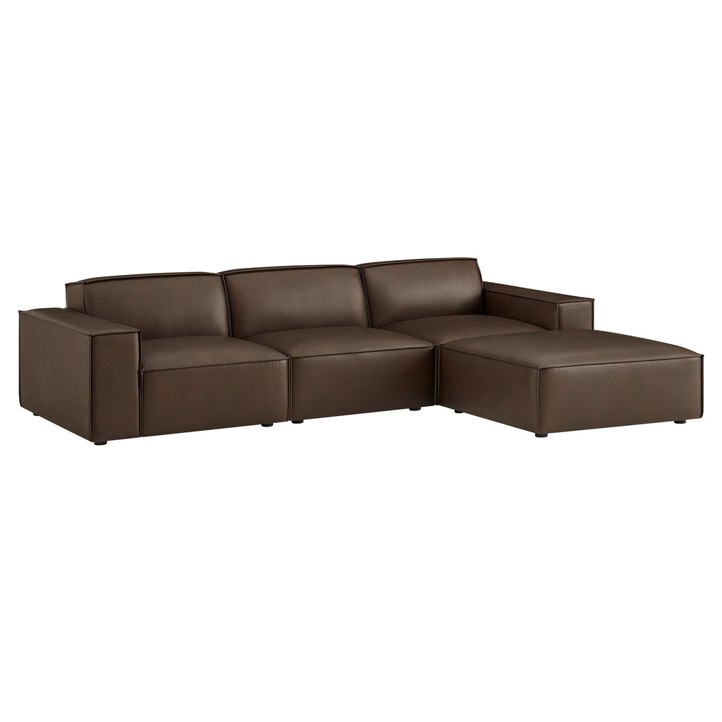 Restore 4-Piece Vegan Leather Modular Sofa Set with Ottoman by Modway