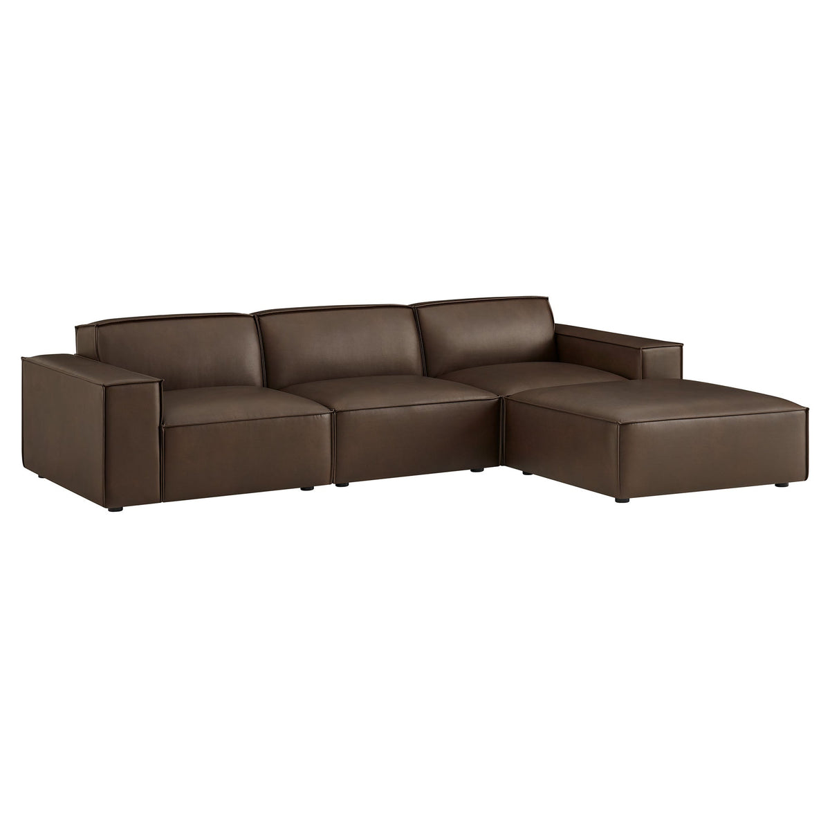 Restore 4-Piece Vegan Leather Modular Sofa Set with Ottoman by Modway