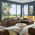 Restore 4-Piece Vegan Leather Modular Sofa Set with Ottoman by Modway