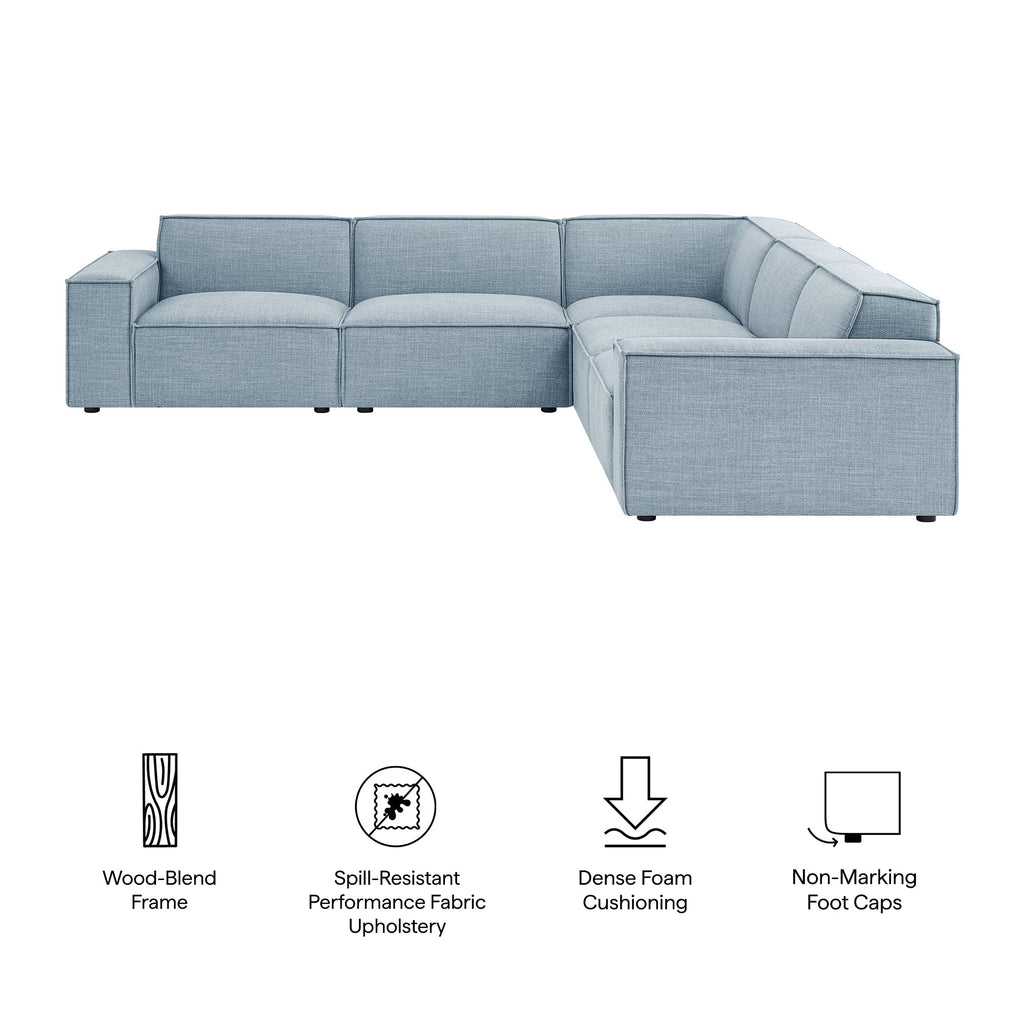 Restore 5-Piece Performance Fabric Upholstered Modular L-Shaped Sofa by Modway