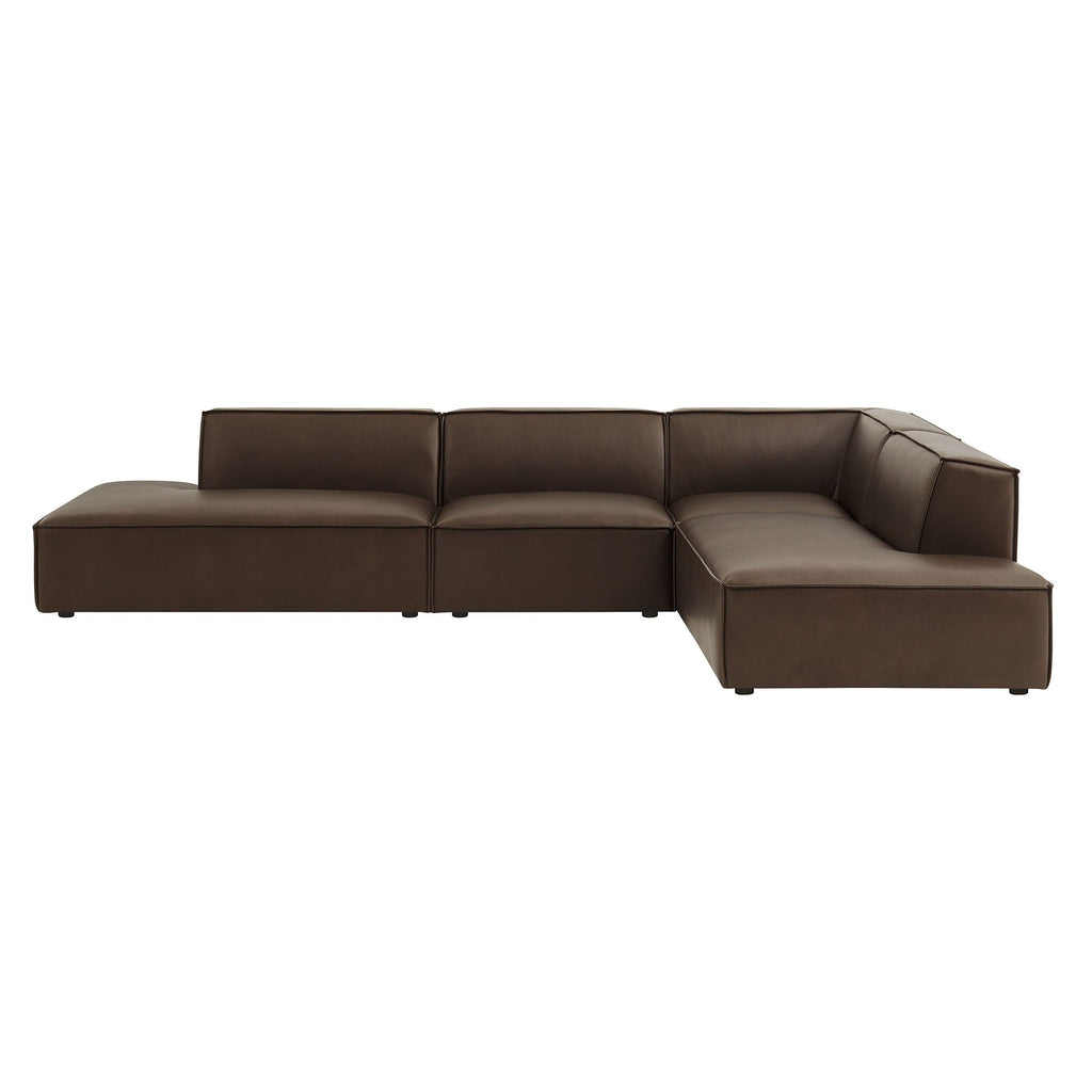 Restore 4-Piece Vegan Leather Modular L-Shaped Armless Sectional Sofa by Modway