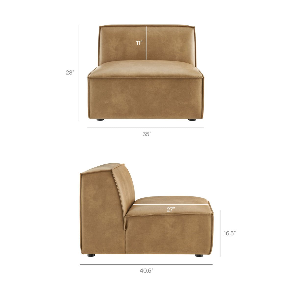 Restore 4-Piece Vegan Leather Modular L-Shaped Armless Sectional Sofa by Modway