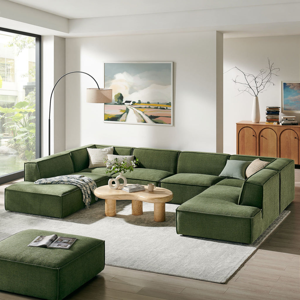 Restore 6-Piece Performance Fabric Upholstered U-Shaped Sectional Sofa by Modway