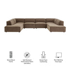 Restore 6-Piece Performance Fabric Upholstered U-Shaped Sectional Sofa by Modway