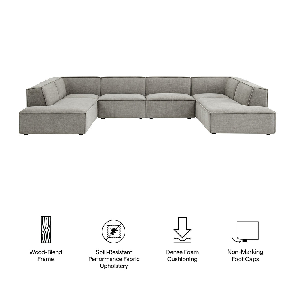 Restore 6-Piece Performance Fabric Upholstered U-Shaped Sectional Sofa by Modway