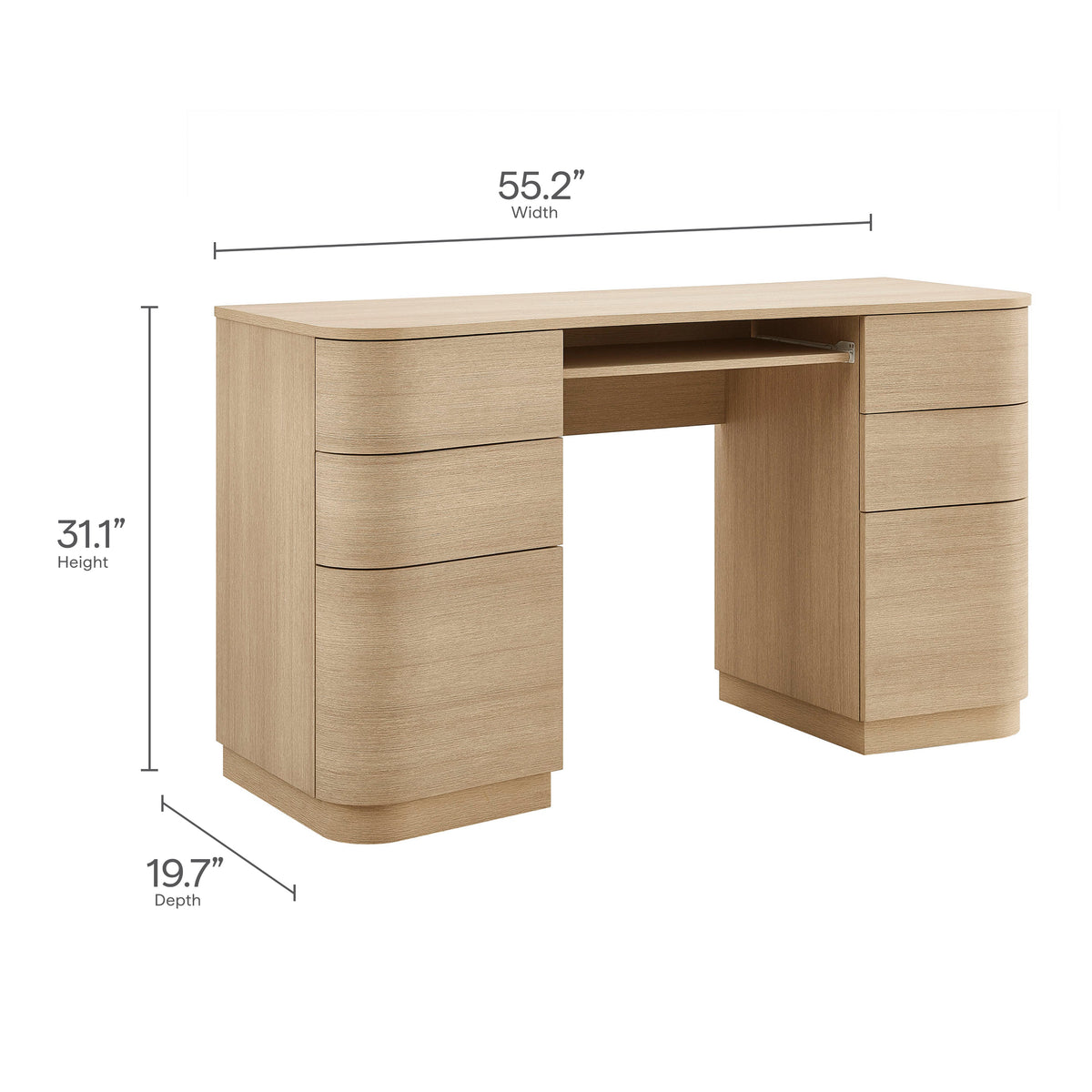 Mirae 55" 6-Drawer Curved Office Desk by Modway