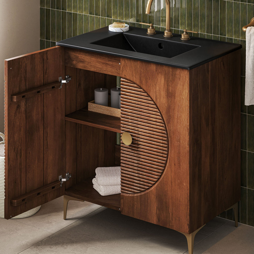 Vernon 30" Fluted Wood Vanity Cabinet Without Sink by Modway