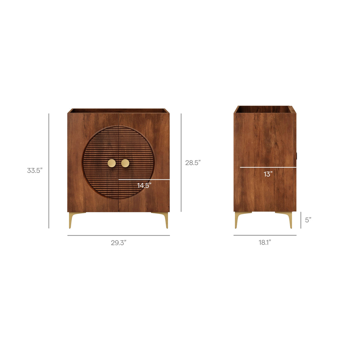 Vernon 30" Fluted Wood Vanity Cabinet Without Sink by Modway