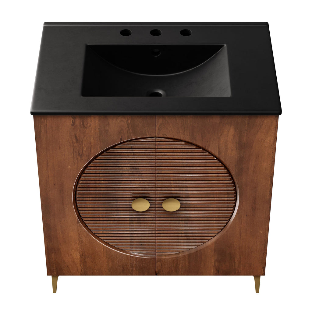 Vernon 30" Fluted Wood Vanity Cabinet With Sink by Modway