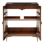 Vernon 30" Fluted Wood Vanity Cabinet With Sink by Modway