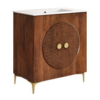 Vernon 30" Fluted Wood Vanity Cabinet With Sink by Modway