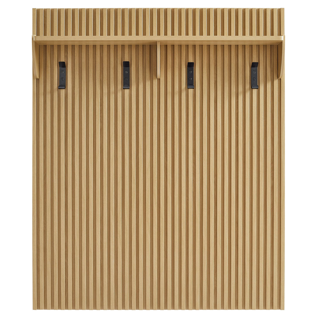 Render Fluted Coat Rack Panel With Shelf by Modway