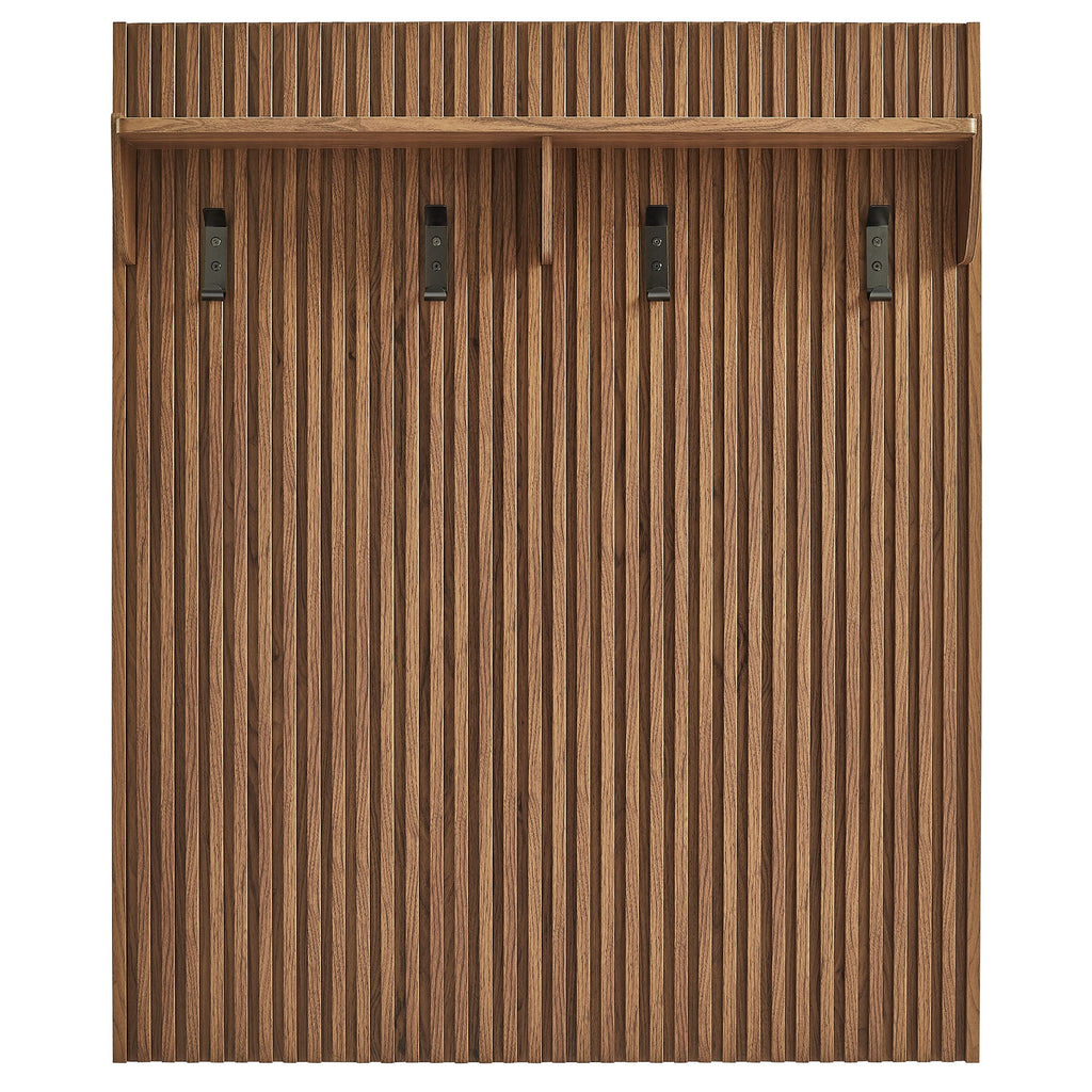 Render Fluted Coat Rack Panel With Shelf by Modway