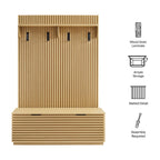 Render Fluted 3-in-1 Hall Tree With Storage Bench and Coat Rack by Modway