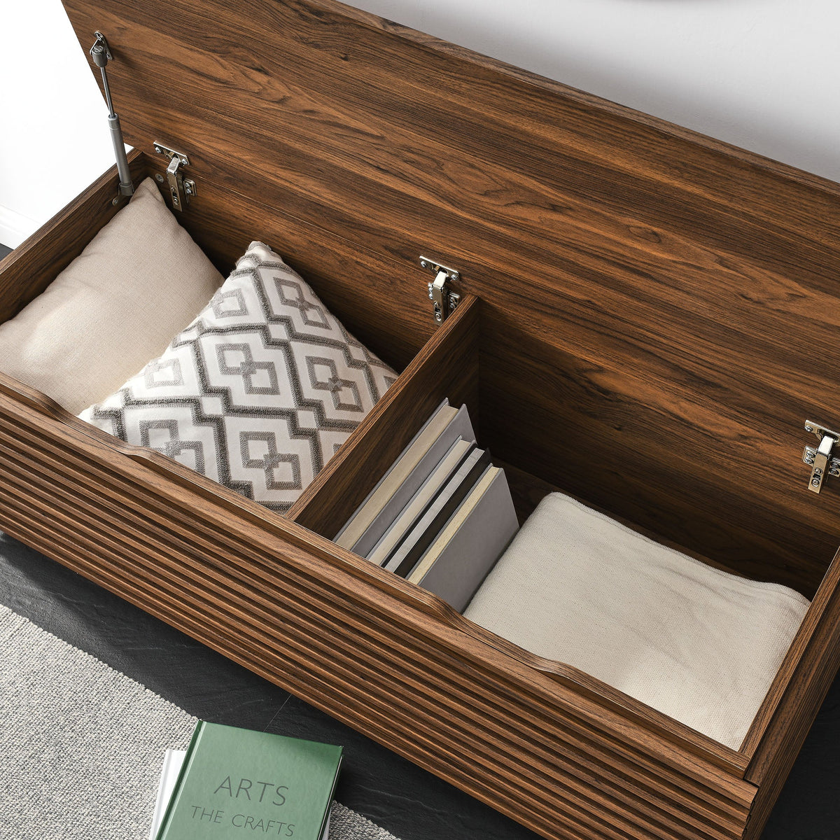Render Fluted 3-in-1 Hall Tree With Storage Bench and Coat Rack by Modway