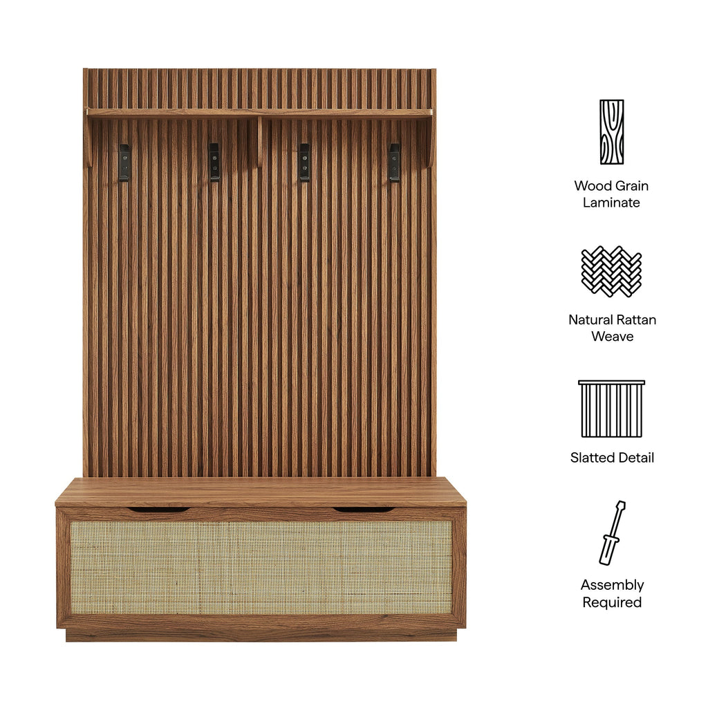 Soma Fluted 3-in-1 Hall Tree With Storage Bench and Coat Rack by Modway