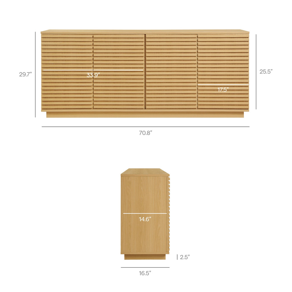Render 4-Door Fluted Sideboard Cabinet TV Stand by Modway