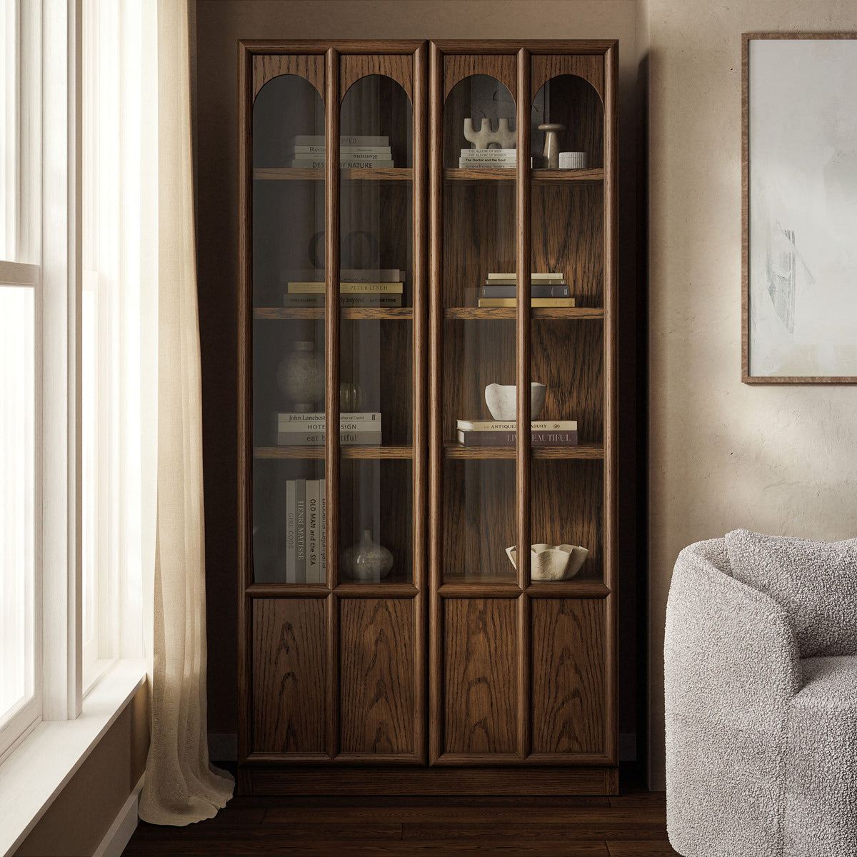 Anwen Solid Wood and Glass Display Cabinet by Modway