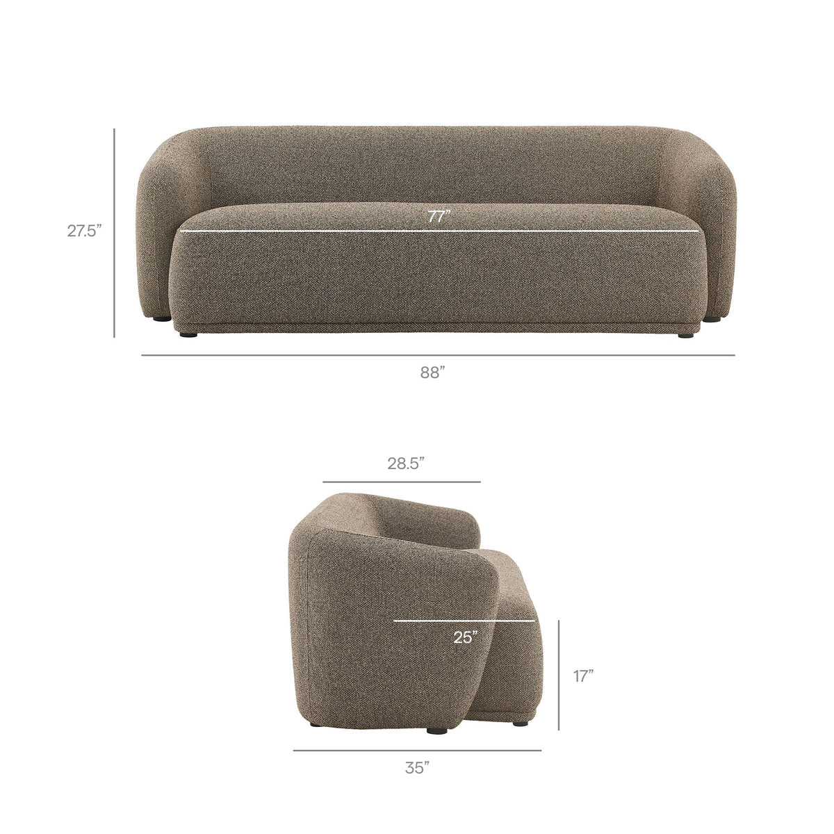 Monica 88 Inch Boucle Fabric Sofa by Modway