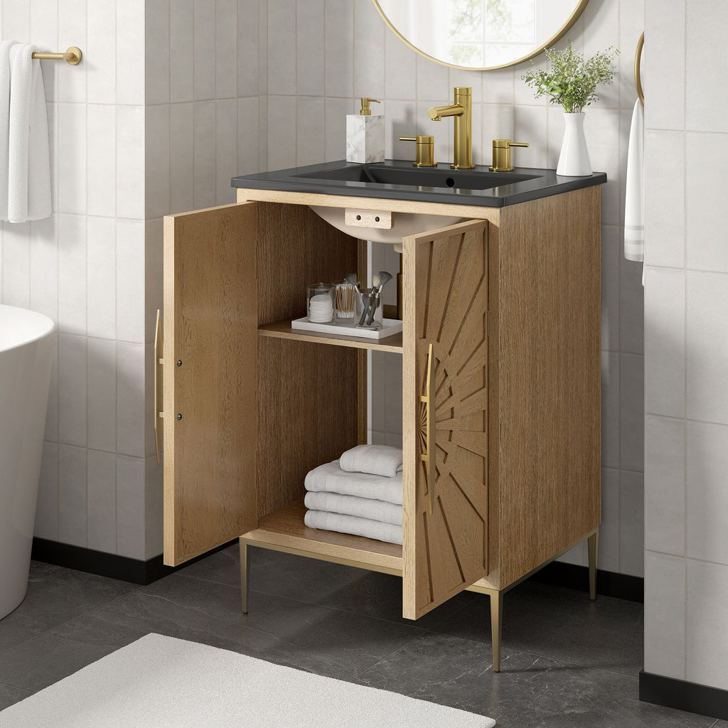 Awaken 24" Bathroom Vanity by Modway - Oak Black / Oak White