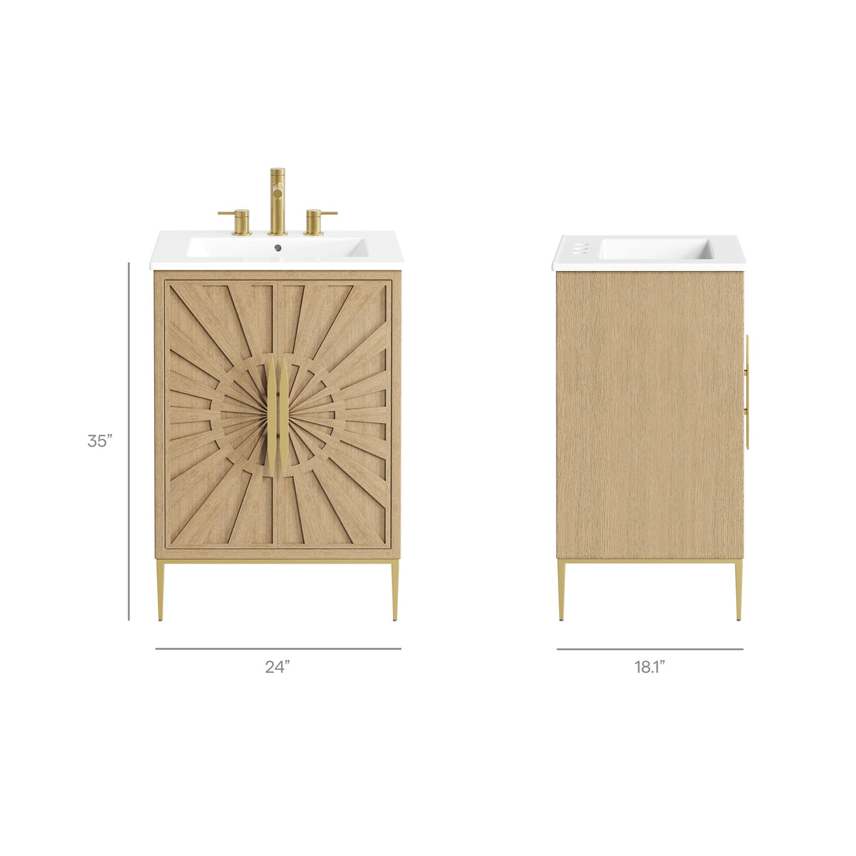 Awaken 24" Bathroom Vanity by Modway - Oak Black / Oak White