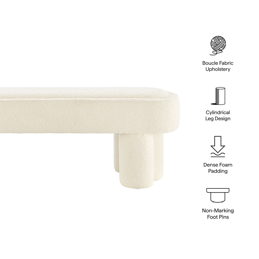 Mossi 52-Inch Oval Boucle Fabric Bench by Modway