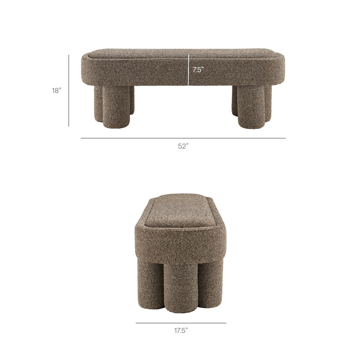 Mossi 52-Inch Oval Boucle Fabric Bench by Modway