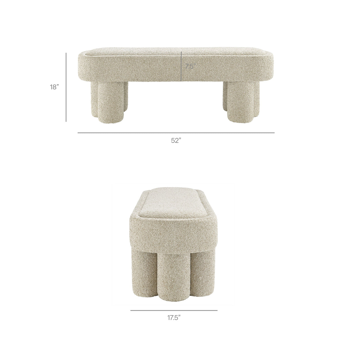 Mossi 52-Inch Oval Boucle Fabric Bench by Modway