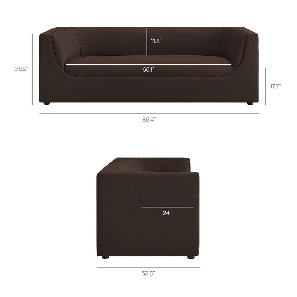 Hilda 86" Curved Back Performance Velvet Sofa by Modway