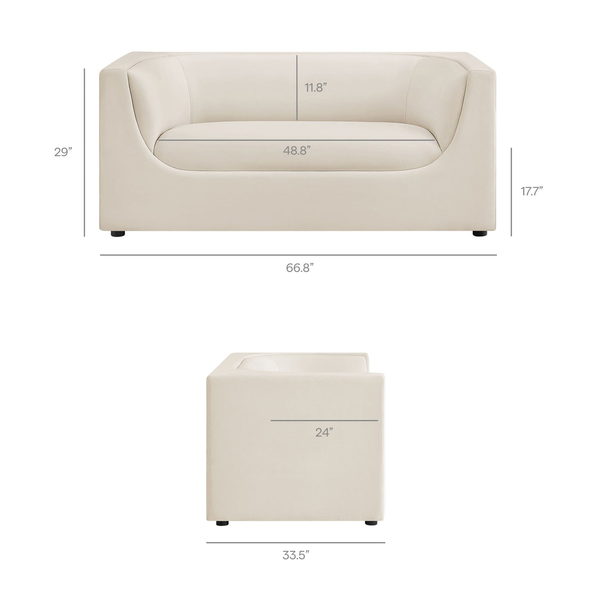 Hilda 67" Curved Back Performance Velvet Loveseat by Modway
