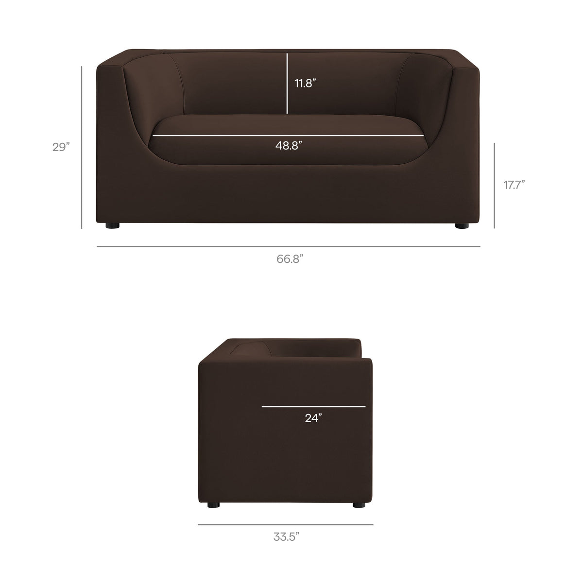 Hilda 67" Curved Back Performance Velvet Loveseat by Modway