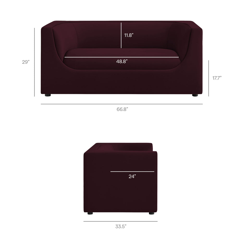 Hilda 67" Curved Back Performance Velvet Loveseat by Modway