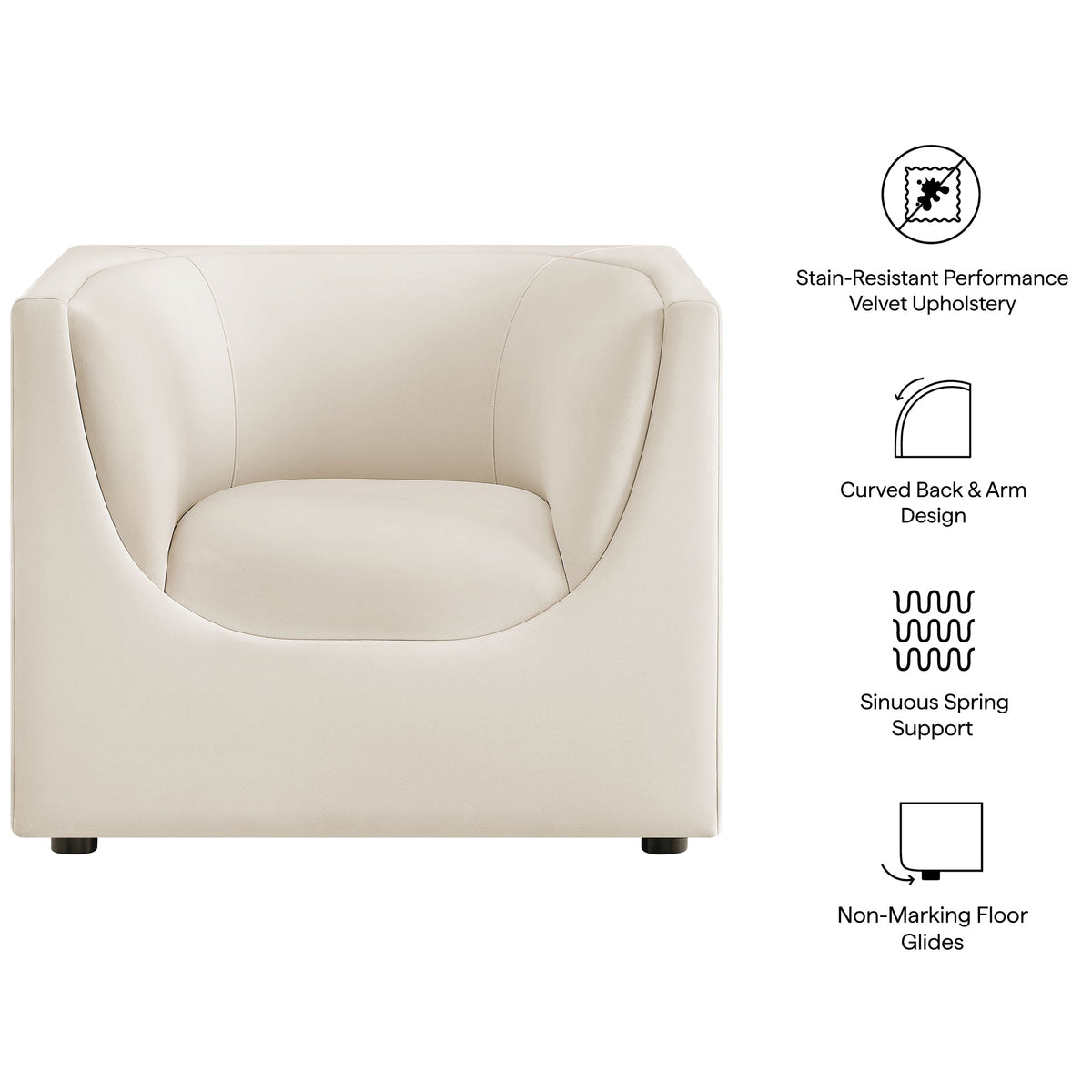 Hilda Curved Back Performance Velvet Armchair by Modway