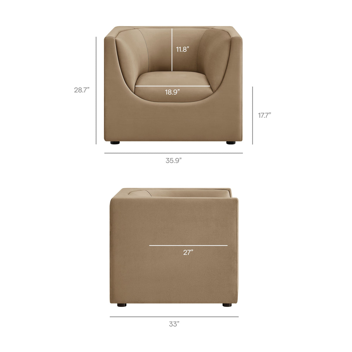 Hilda Curved Back Performance Velvet Armchair by Modway