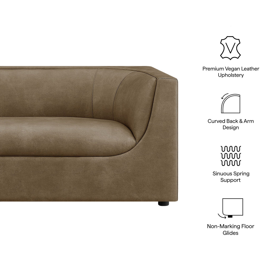 Hilda 86" Curved Back Vegan Leather Sofa by Modway