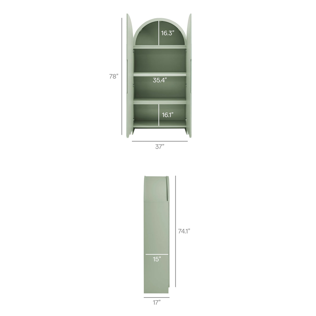 Dahlia 78 Inch Fluted and Scalloped Arched Storage Cabinet by Modway