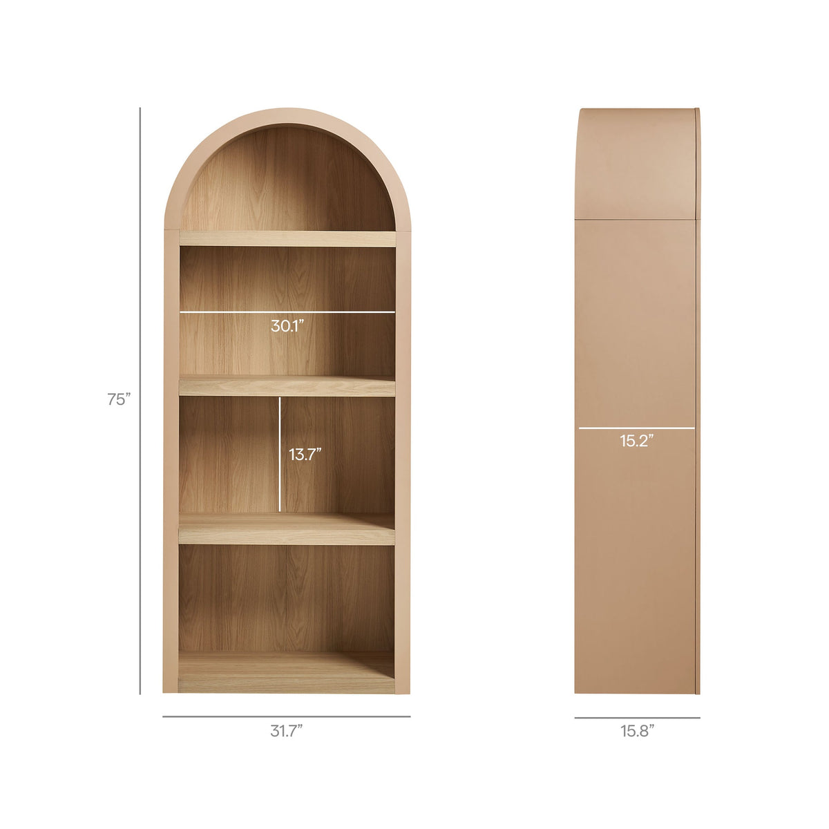 Caleb 4 Arched Display Shelf Bookcase by Modway