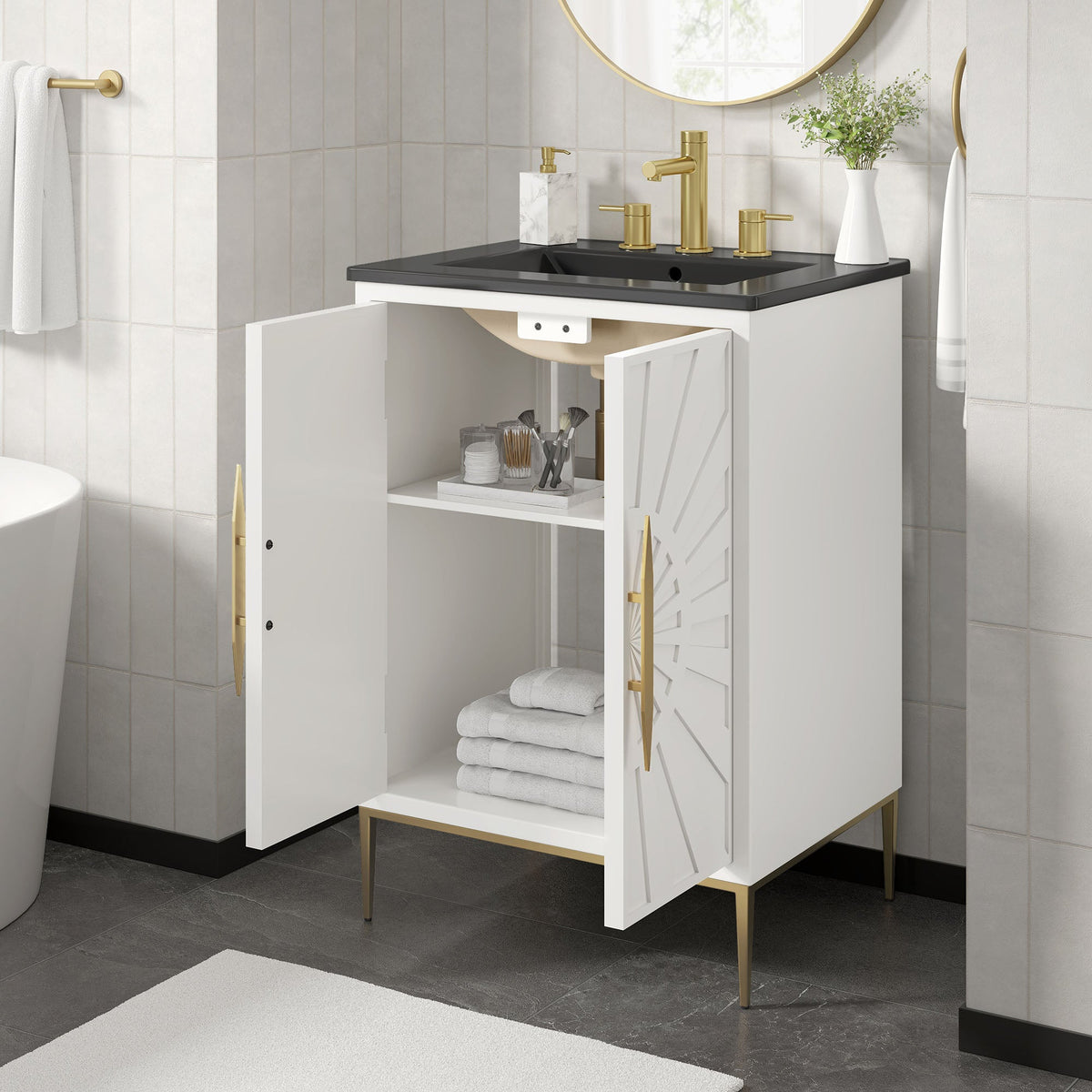 Awaken 24" Bathroom Vanity by Modway - White Black / White White