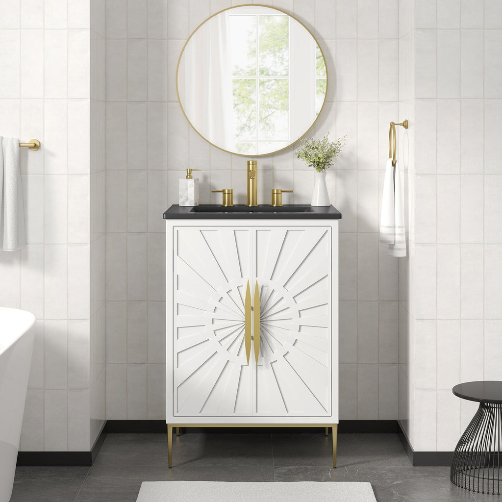 Awaken 24" Bathroom Vanity by Modway - White Black / White White