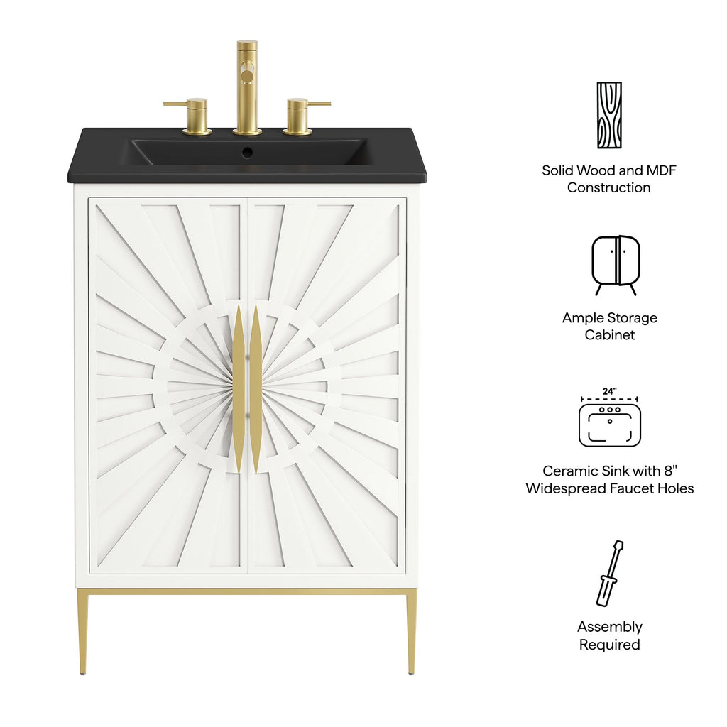 Awaken 24" Bathroom Vanity by Modway - White Black / White White