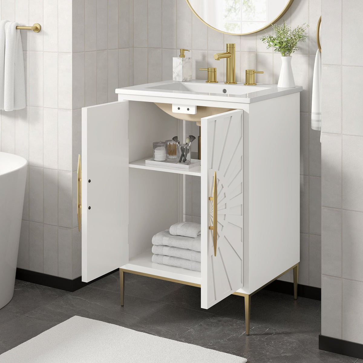 Awaken 24" Bathroom Vanity by Modway - White Black / White White