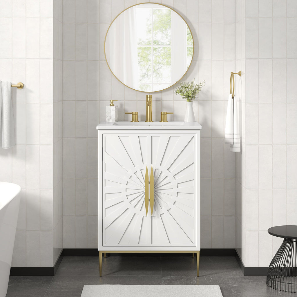 Awaken 24" Bathroom Vanity by Modway - White Black / White White
