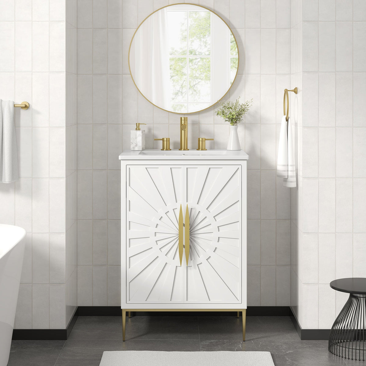 Awaken 24" Bathroom Vanity by Modway - White Black / White White