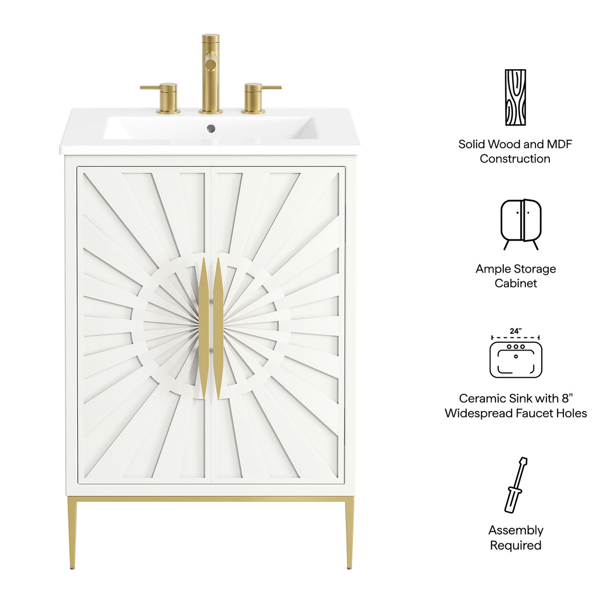 Awaken 24" Bathroom Vanity by Modway - White Black / White White