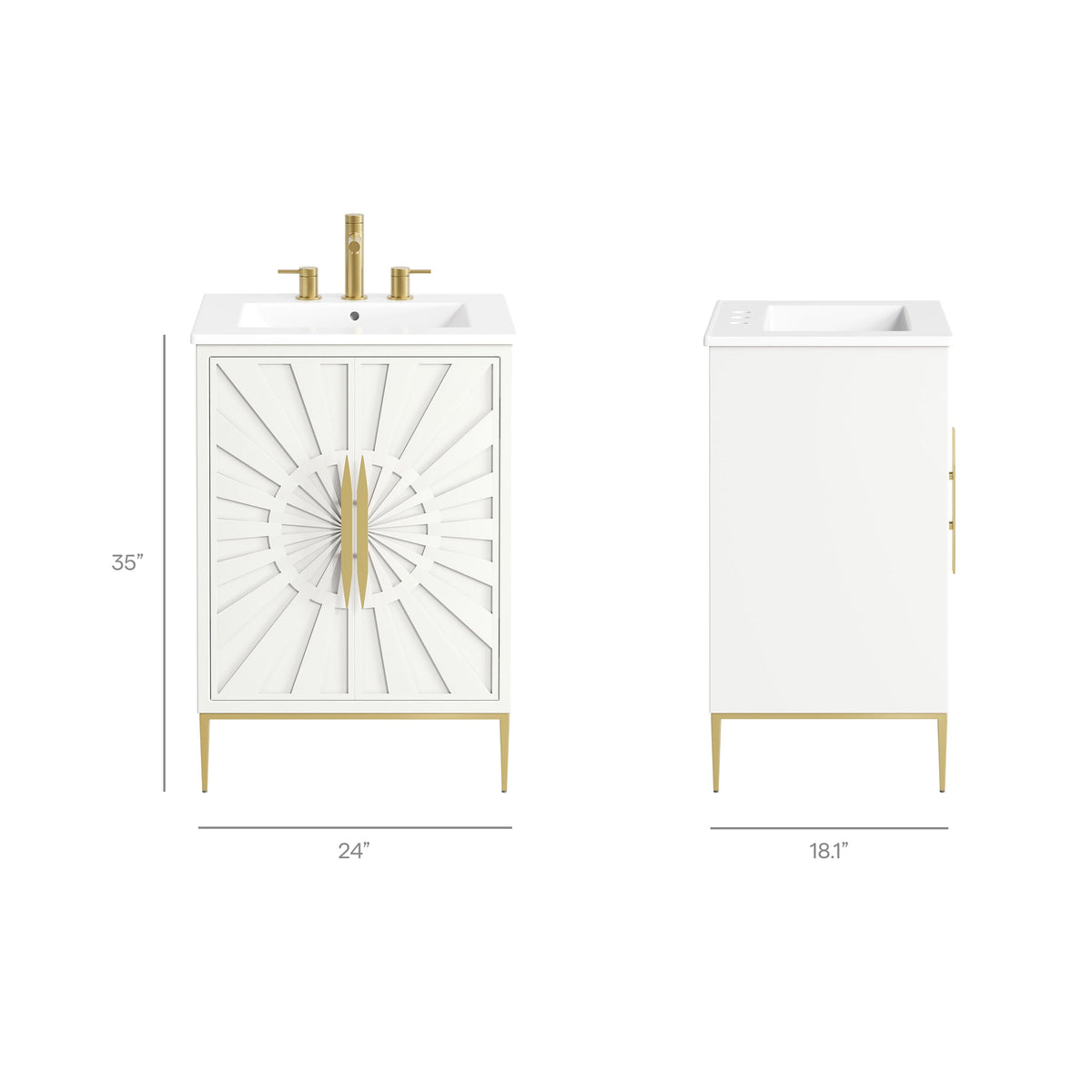 Awaken 24" Bathroom Vanity by Modway - White Black / White White
