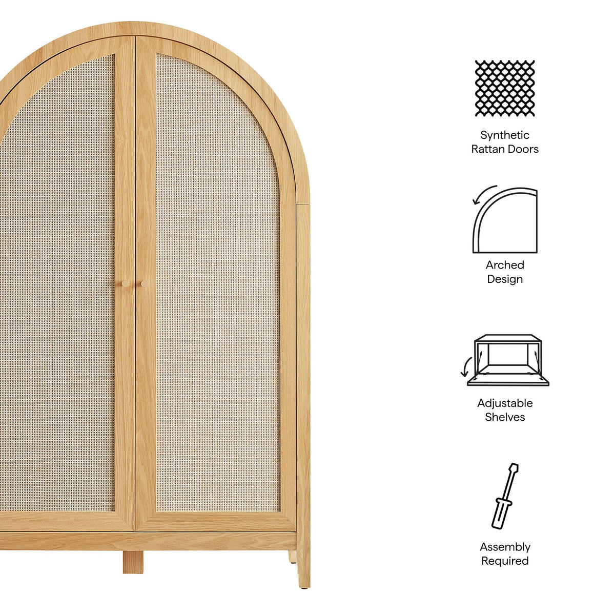 Calista 63 Inch Arched Storage Cabinet With Folding Desk by Modway