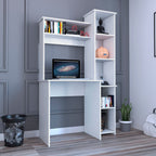 Versalles Writing Desk, Two Superior Shelves, Five Cubbies - White